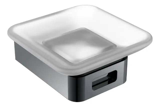 Boheme Q Мыльница со стеклянной чашей, подвесная, цвет: shine gun metall 10943-SGM