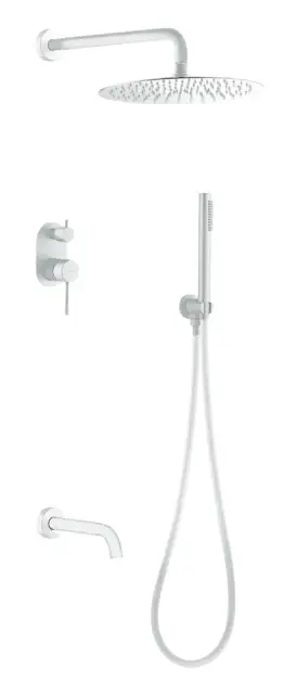 Boheme Uno Душевой комплект встраиваемый - смеситель, верхний, ручной душ, шланг, цвет: matt white 464-2-MW