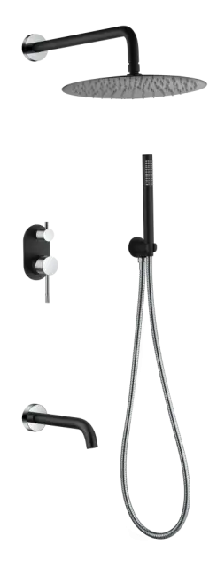 Boheme Uno Душевой комплект встраиваемый - смеситель, верхний, ручной душ, шланг, цвет: black/chrome 464-2-BCR