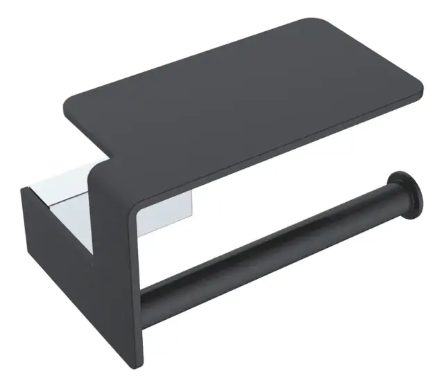 Boheme Q Держатель туалетной бумаги с полочкой, подвесной, цвет: chrome/black 10941-CR-B