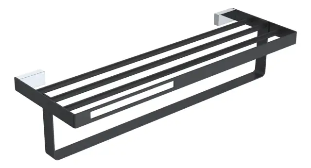 Boheme Q Полка для полотенец 60x23 см, подвесная, цвет: chrome/black 10947-CR-B