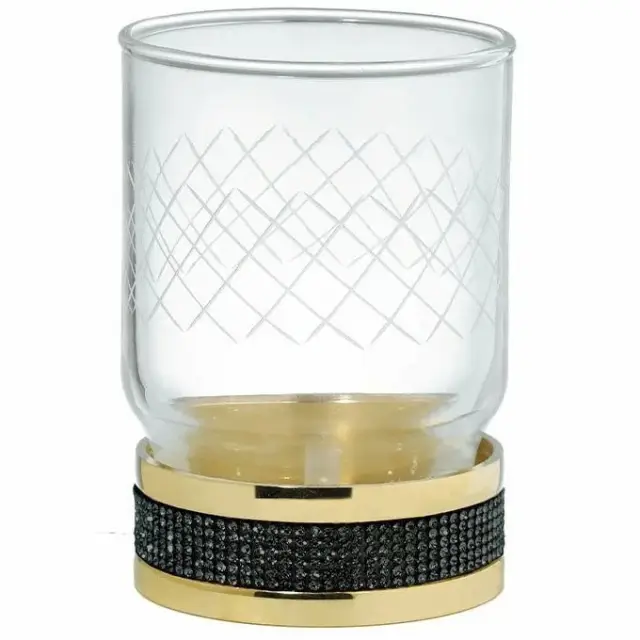 Boheme Royal Cristal Стакан настольный, стеклянный полупрозрачный, цвет: gold/black 10931-G-B
