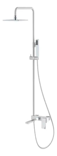 Boheme Q Душевая стойка: смеситель, ручной душ, излив, шланг, верхний душ 20 см, цвет: white/chrome 148-WCR.2