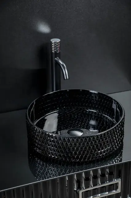 Boheme Monaco Раковина чаша 39х39х12h см, без перелива, хрусталь, цвет: black 817-B