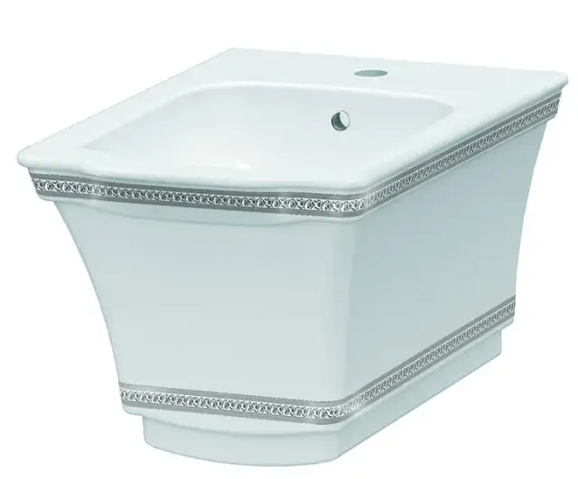 Boheme Hermitage Биде подвесное с узором, 52х37х40h см, 1 отверст. под смеситель, цвет: white/chrome 953-CR