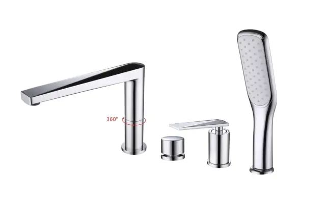 Boheme Venturo Spirale Смеситель на борт ванны, на 4 отверстия, с ручным душем, цвет: chrome 370