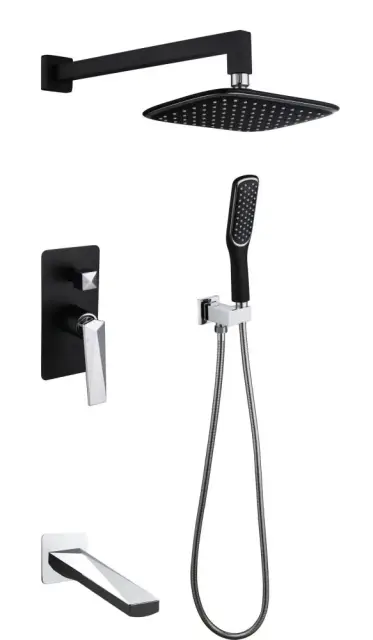 Boheme Venturo Душевой комплект встраиваемый - смеситель, верхний, ручной душ, шланг, цвет: black 374-B-2
