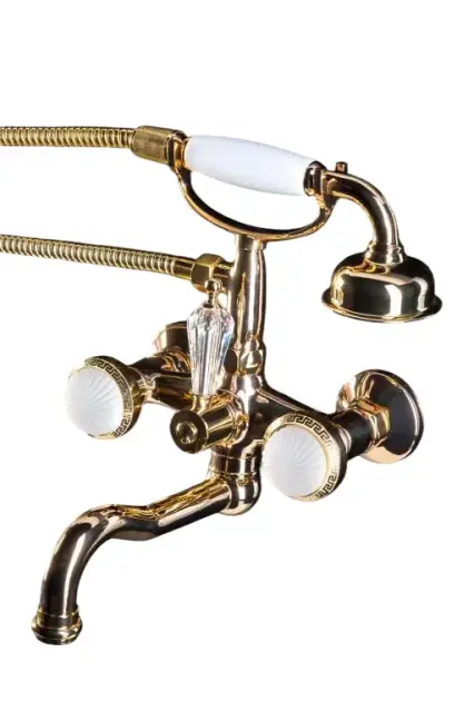 Boheme Satine Смеситель для ванны с душевым комплектом: ручной душ, шланг, излив 21,5 см, цвет: gold 293-ST