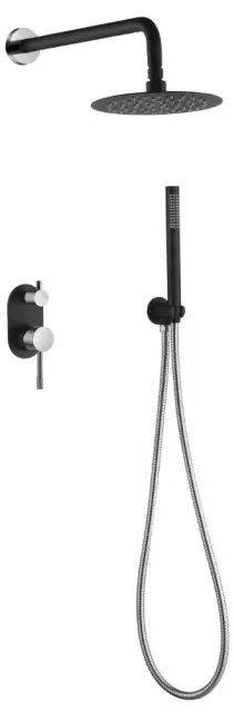 Boheme Uno Душевой комплект встраиваемый - смеситель, верхний, ручной душ, шланг, цвет: black/chrome 464-BCR
