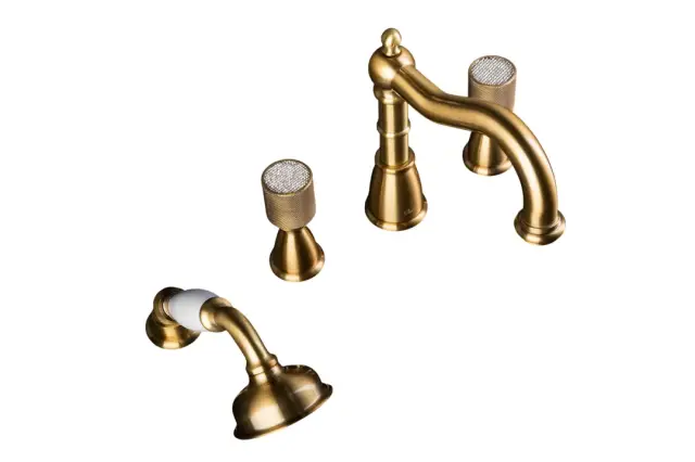 Boheme Royal Cristal Spirale Смеситель на борт ванны, на 4 отверстия, с ручным душем, цвет: bronze 391-Royal/CRST