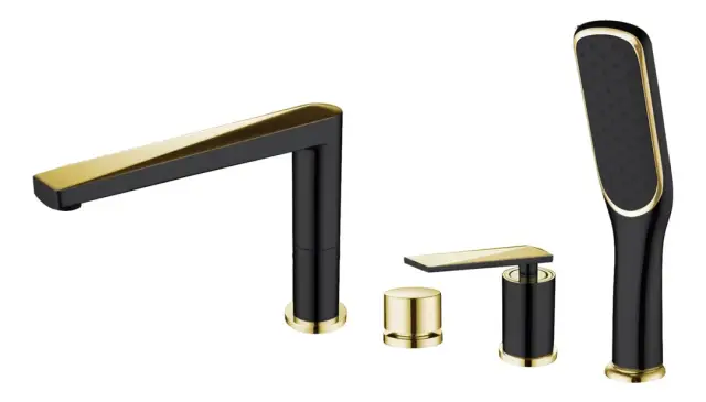 Boheme Venturo Spirale Смеситель на борт ванны, на 4 отверстия, с ручным душем, цвет: black 380-B