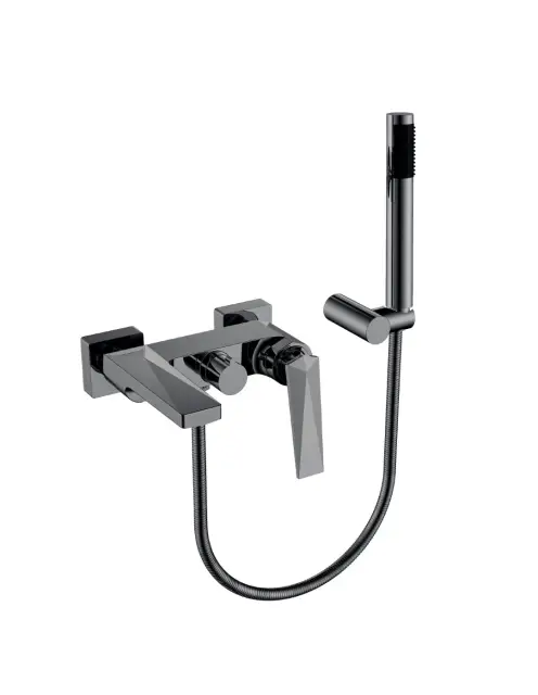 Boheme Venturo Смеситель для ванны с душевым набором, излив 20 см, цвет: shine gun metall 373-SGM