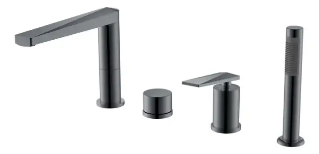 Boheme Venturo Spirale Смеситель на борт ванны, 4 отверстия, с ручным душем, цвет: shine gun metall 370-SGM