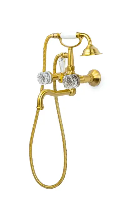 Boheme Crystal Смеситель для ванны с душевым комплектом: ручной душ, излив 21,5 см, цвет: bronze 313-CRST
