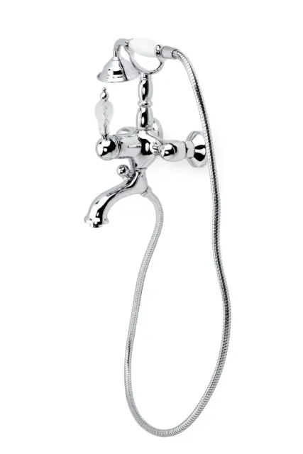Boheme Crystal Смеситель для ванны с душевым комплектом: ручной душ, излив 19,5 см, цвет: chrome 263-CRST
