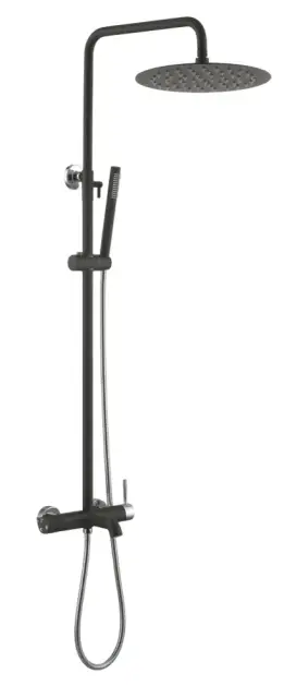 Boheme Uno Душевая стойка: смеситель, ручной душ, шланг, верхний душ 30см, цвет:black/chrome 468-BCR