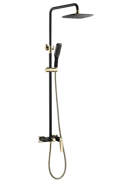 Boheme Venturo Душевая стойка: смеситель, излив, ручной душ, шланг, верхний душ 25 см, цвет: black 388-B
