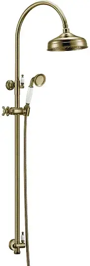 Boheme Medici Душевая стойка: ручной душ 1 вид струи, шланг 150 см, верхний душ 20 см, цвет: bronze 401