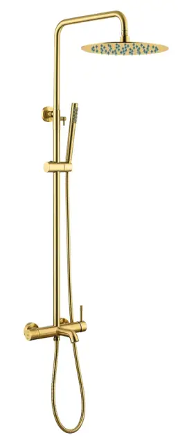 Boheme Uno Душевая стойка: смеситель с изливом, ручной душ, шланг, верхний душ 30 см, matt gold 468-MG