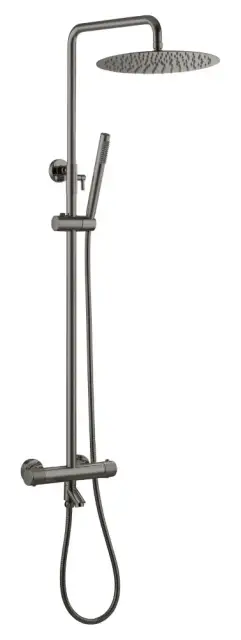 Boheme Uno Душевая стойка: термостат, ручной душ, шланг, верхний душ 30 см, цвет: gun metall 468-T-GM