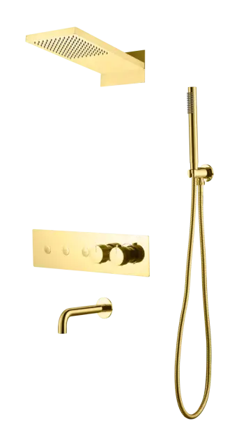 Boheme Fusion Душевой комплект встраиваемый - термостат, верхний, ручной душ, 3 потреб., цвет: gold 131-2-G