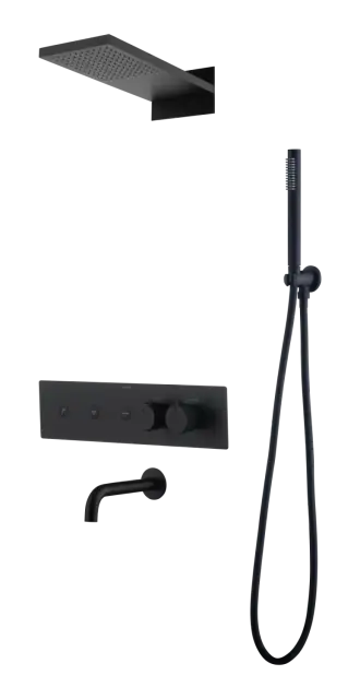 Boheme Fusion Душевой комплект встраиваемый - верхний, ручной душ, термостат, 3 потреб., цвет: black 131-2-B