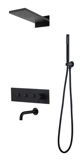 Boheme Fusion Душевой комплект встраиваемый - смеситель, верхний, ручной душ, излив, цвет: black 130-2-B