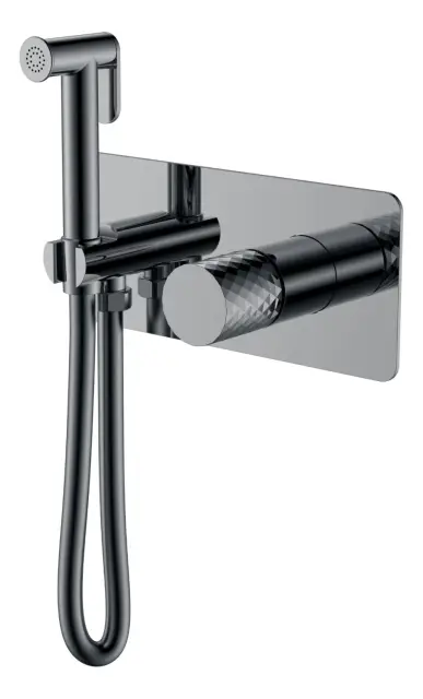 Boheme Stick Diamond Гигиенический душ со смесителем и встраиваемой частью, цвет: shine gun metall 127-SGM