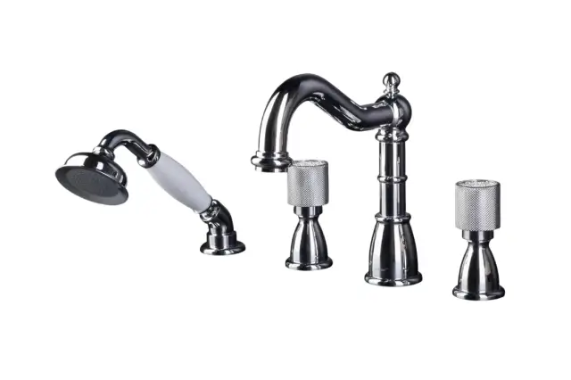 Boheme Royal Cristal Spirale Смеситель на борт ванны, на 4 отверстия, с ручным душем, цвет: chrome 396-Royal/CRST