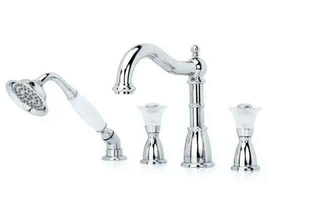 Boheme Camelia Spirale Смеситель на борт ванны, на 4 отверстия, с ручным душем, цвет: chrome 396-Camelia