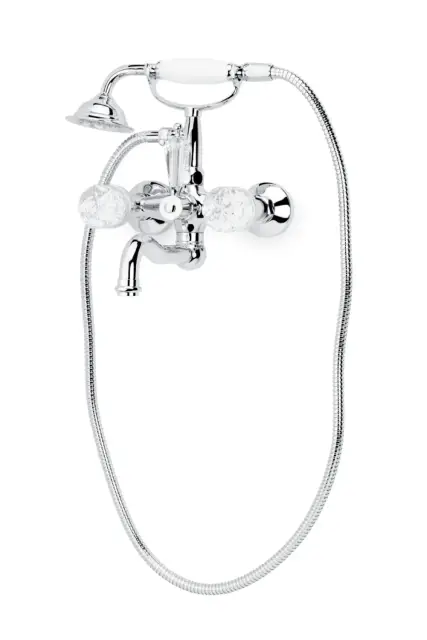 Boheme Crystal Смеситель для ванны с душевым комплектом: ручной душ, излив 21,5 см, цвет: chrome 273-CRST