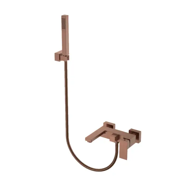 Boheme Qubic Смеситель для ванны накладной, руч. душ, шланг 150, излив 18,5 см, цвет: brushed bronze 473-BRB