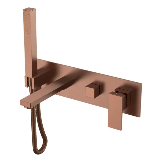 Boheme Qubic Смеситель для ванны встр., 2 потреб., излив 18,8 см, вн. часть, цвет: brushed bronze 474-2-BRB