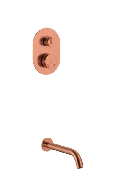 Boheme Tech Смеситель нажимной для ванны встр., 2 потреб., изл. 20см, вн. часть, цвет:copper brushed 154-CB