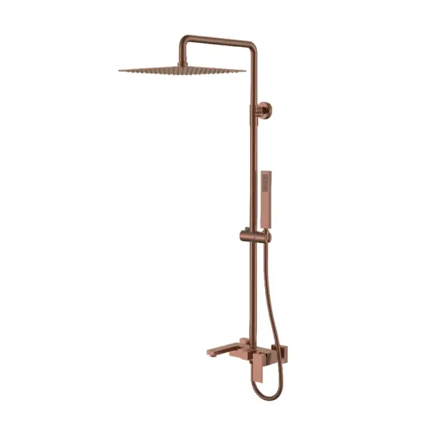 Boheme Qubic Душевая стойка: смеситель, руч. душ 1 вид струи, верхний душ 30см, цвет: brushed bronze 478-BRB