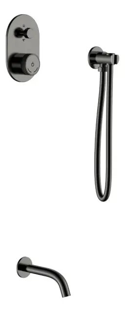 Boheme Tech Смеситель для ванны встраиваемый на 2 потребителя, излив 20 см, цвет: gun metall 154-GM