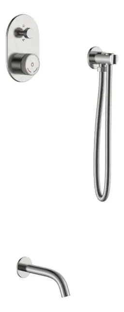 Boheme Tech Смеситель для ванны встраиваемый на 2 потребителя, излив 20 см, цвет: nickel brush 154-NB