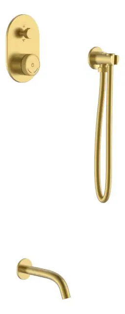 Boheme Tech Смеситель для ванны встраиваемый на 2 потребителя, излив 20 см, цвет: matt gold 154-MG