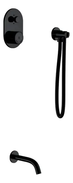 Boheme Tech Смеситель для ванны встраиваемый на 2 потребителя, излив 20 см, цвет: black 154-B