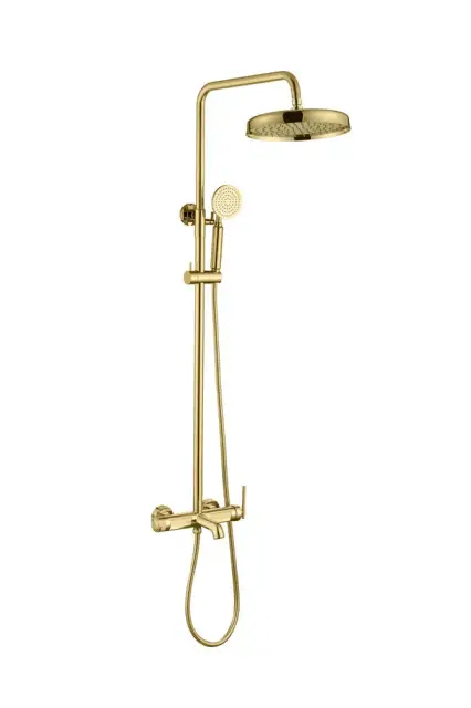Boheme Eterna Душевая стойка: смеситель, излив, ручной и верхний душ, шланг 150 см, цвет: gold 178-G