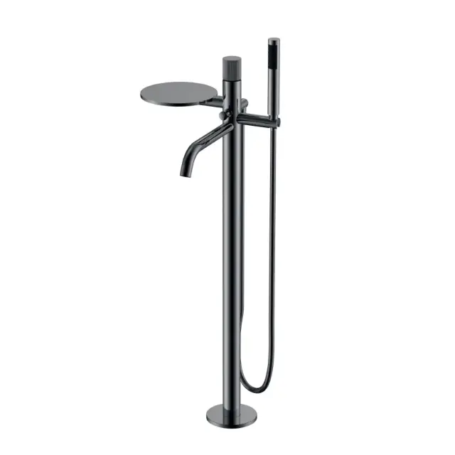Boheme Stick Linea Смеситель напольный с душевым набором - ручн. душ, шланг, цвет: shine gun metall 129-SGM.3