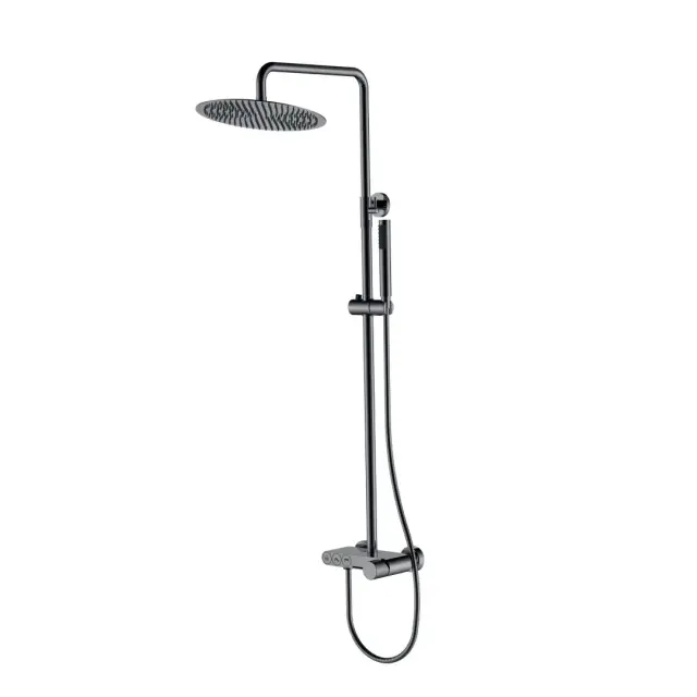 Boheme Stick Spirale Душевая стойка: смеситель, ручнной и верхний душ 30 см, цвет: shine gun metall 128-SGM.4