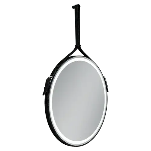 Зеркало для ванной комнаты  SANCOS Леди (Dames) D650 с подсветкой, ремень из натуральной черной кожи, арт. DA650