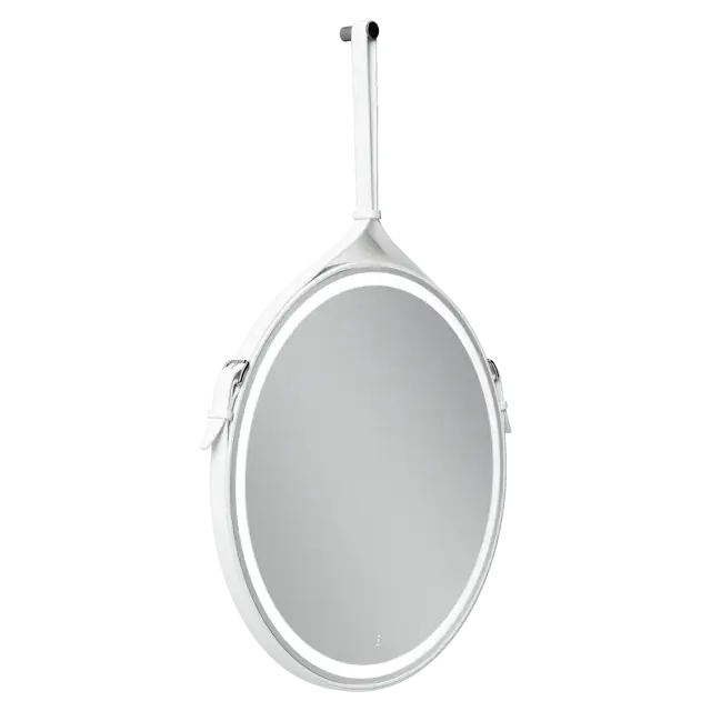 Зеркало для ванной комнаты  SANCOS Леди (Dames) D650 с подсветкой, ремень из натуральной белой кожи, арт. DA650W