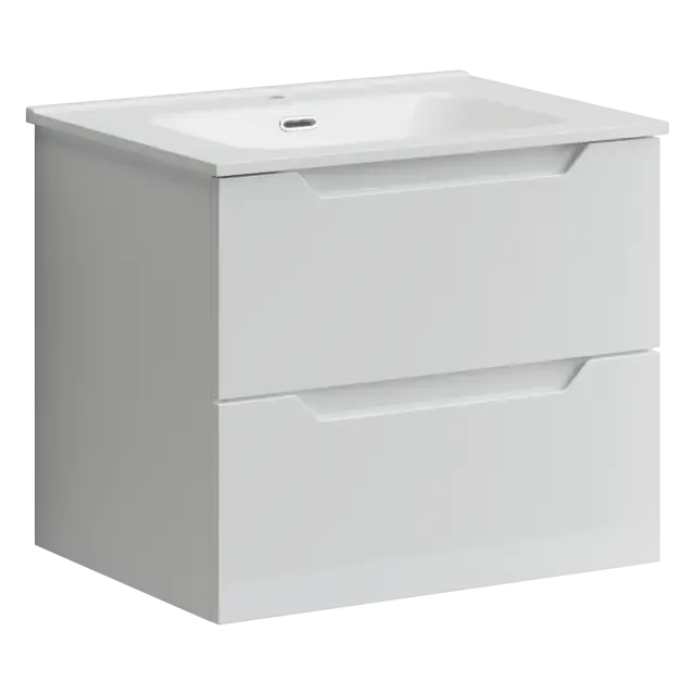 Тумба подвесная SANCOS Норма 2.0 (Norma 2.0) 590х450х500, c двумя ящиками оснащенными доводчиками, белый глянец, арт. NR2.060W