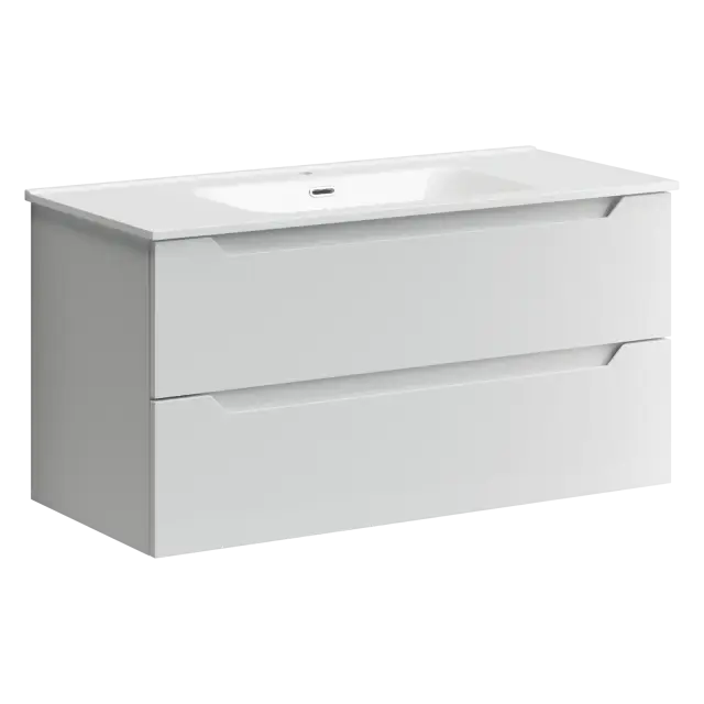 Тумба подвесная SANCOS Норма 2.0 (Norma 2.0) 990х450х500, c двумя ящиками оснащенными доводчиками, белый глянец, арт. NR2.100W