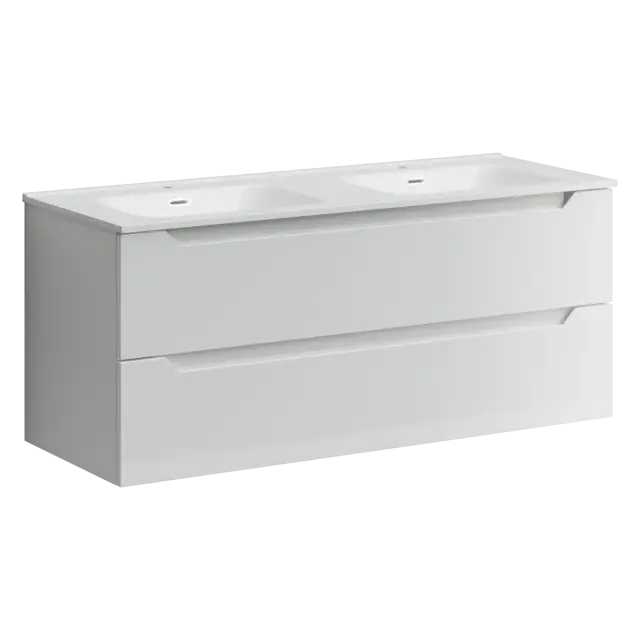 Тумба подвесная SANCOS Норма 2.0 (Norma 2.0) 1190х450х500, c двумя ящиками оснащенными доводчиками, белый глянец, арт. NR2.120-2W