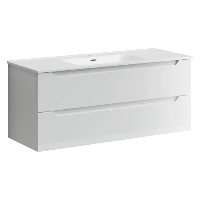 Тумба подвесная SANCOS Норма 2.0 (Norma 2.0) 1190х450х500, c двумя ящиками оснащенными доводчиками, белый глянец, арт. NR2.120-1W