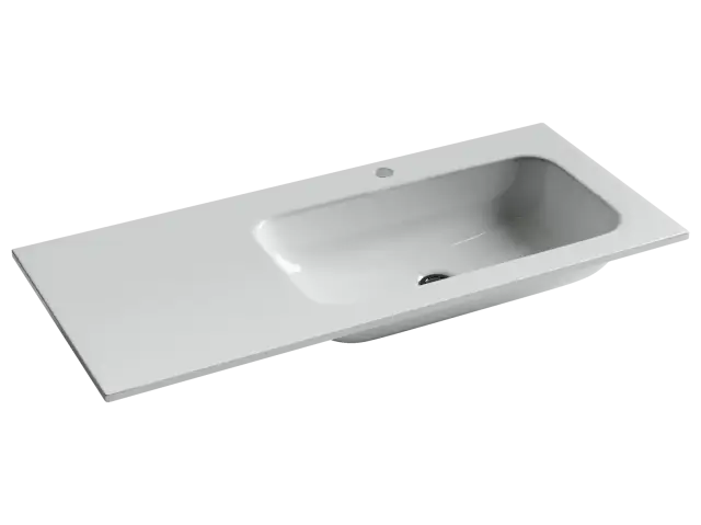 Раковина накладная Grace прямоугольная, 1010*457*137 мм, чаша справа, с отверстием под смеситель, цвет белый