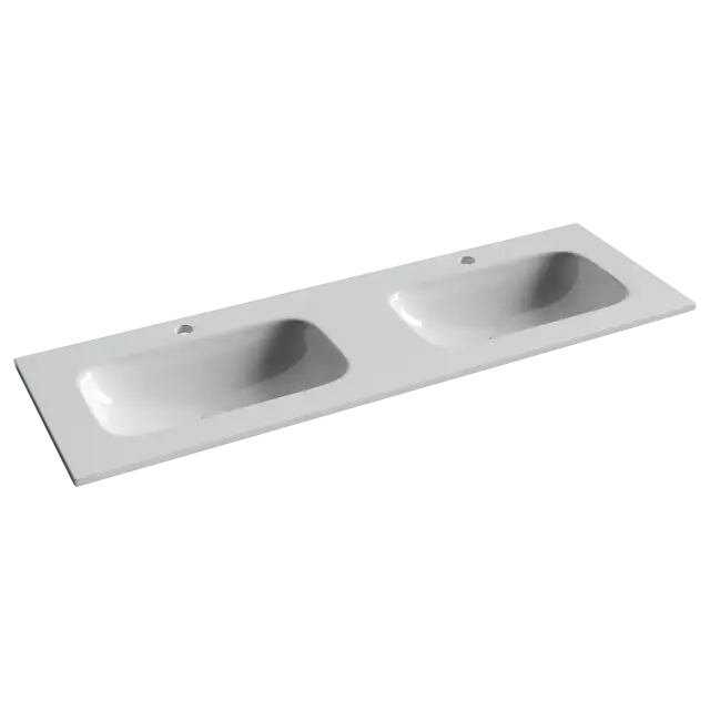 Раковина накладная мебельная Grace прямоугольная 1410x457x137 с двумя чашами и отверстиями под смеситель цвет белый CN7022
